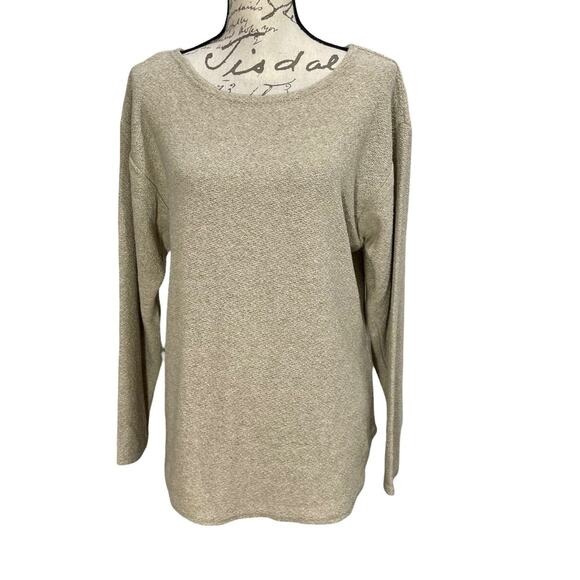 Vintage 1990s Green Brand Oatmeal Marled Knit Sweater XL - Picture 1 of 14